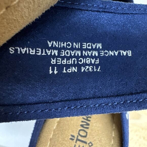 Minnetonka Womens 11 Sandals Lainey Blu White Aztec Criss Cross Cork Wedge Studs - Picture 4 of 11